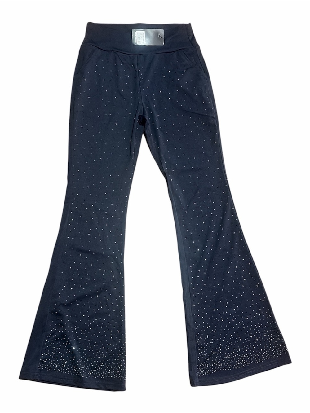 Black Rhinestone Flared Yoga Pants
